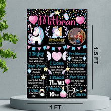 Load image into Gallery viewer, Snow Fair - Unicorn Birthday Theme Customized Chalkboard / Milestone Board for Kids Birthday - Made of MDF Wooden Board
