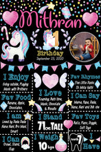 Load image into Gallery viewer, Snow Fair - Unicorn Birthday Theme Customized Chalkboard / Milestone Board for Kids Birthday - Made of MDF Wooden Board
