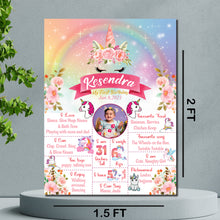 Load image into Gallery viewer, Snow Fair - Unicorn 1st Birthday Theme Customized Chalkboard / Milestone Board for Kids Birthday - Made of MDF Wooden Board