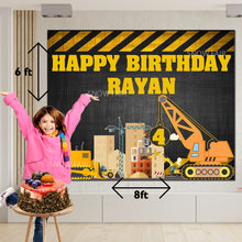 Load image into Gallery viewer, Snow fair Premium Construction Theme backdrop banners for kids Birthday

