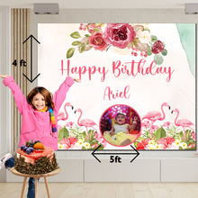 Load image into Gallery viewer, Snow fair Premium Flamingo Theme backdrop banners for kids Birthday
