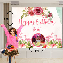 Load image into Gallery viewer, Snow fair Premium Flamingo Theme backdrop banners for kids Birthday
