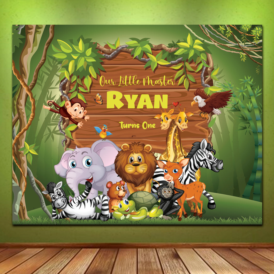 Snow Fair Premium Jungle Theme Backdrop Banners For Kids Birthday