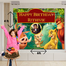 Load image into Gallery viewer, Snow fair Premium Lion king Theme backdrop banners for kids Birthday
