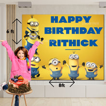 Load image into Gallery viewer, Snow fair Premium Minion Theme backdrop banners for kids Birthday
