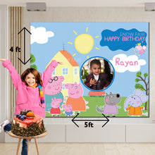 Load image into Gallery viewer, Snow fair Premium Peppa pig Theme backdrop banners for kids Birthday
