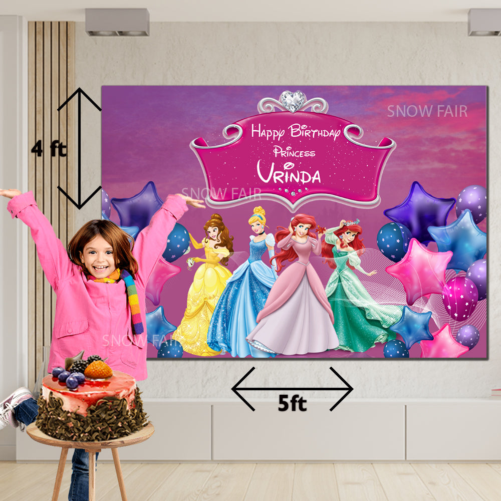 Snow fair Premium Princess Theme backdrop banners for kids Birthday