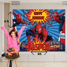 Load image into Gallery viewer, Snow fair Premium Spiderman Theme backdrop banners for kids Birthday
