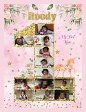 Load image into Gallery viewer, One Year - 12 Months Photo Collage Board  - For First Birthday Model - 20 - Made of Wooden MDF board
