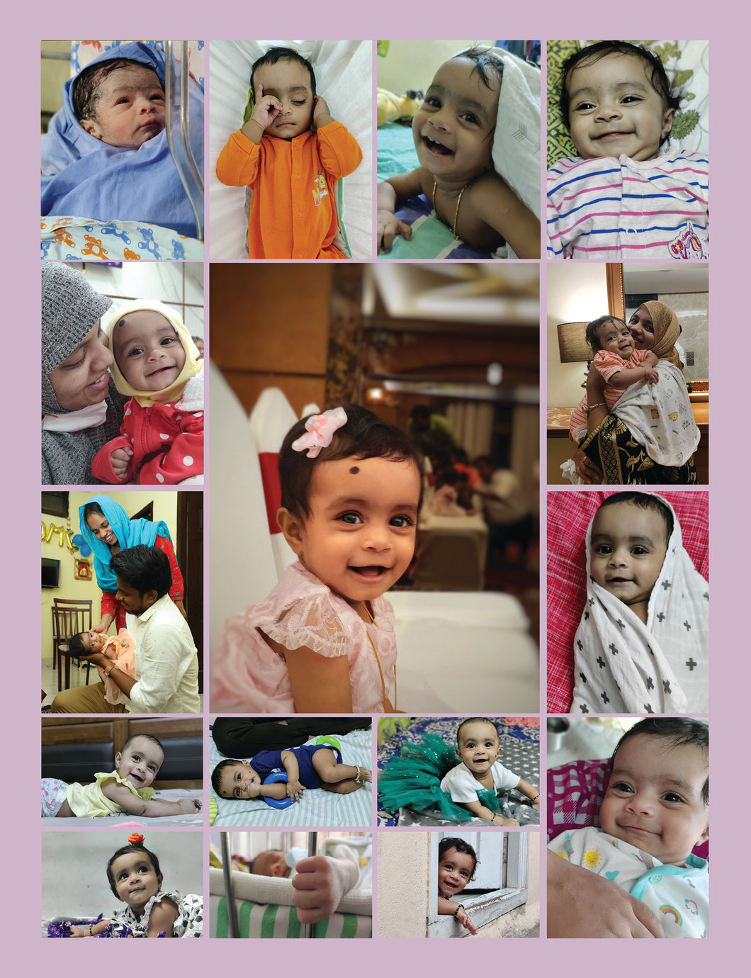 One Year - 12 Months Photo Collage Board  - For First Birthday Model - 23 - Made of Wooden MDF board