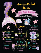 Load image into Gallery viewer, Snow Fair - Mermaid Theme Customized Chalkboard / Milestone Board for Kids Birthday -  Made of MDF Wooden Board

