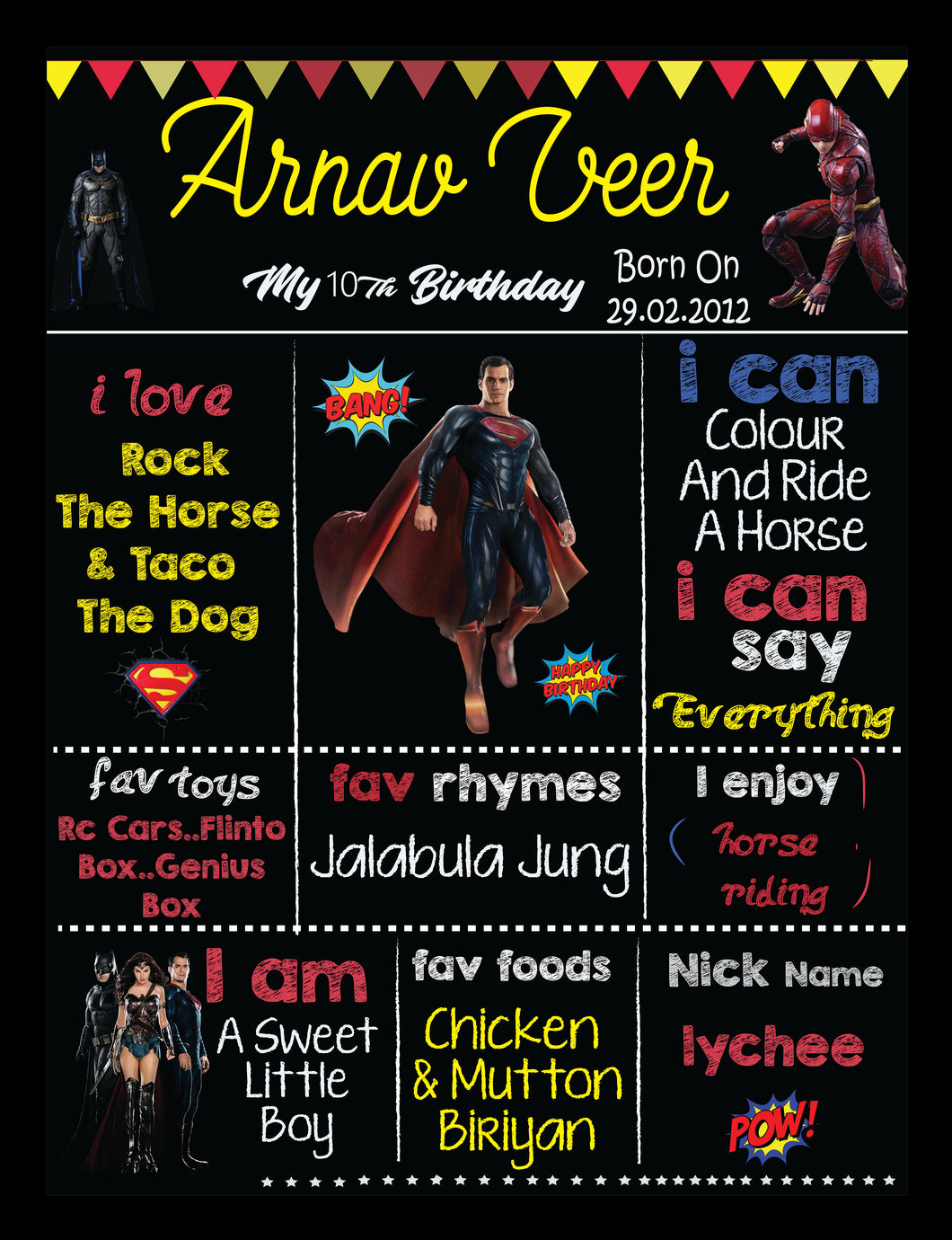 Snow Fair - Spiderman Theme Customized Chalkboard / Milestone Board for Kids Birthday Party - Made of MDF Wooden Board