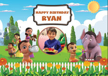 Load image into Gallery viewer, Snow fair premium Mighty Little Bheem theme Backdrop banner for kids Birthday
