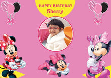 Load image into Gallery viewer, Snow fair premium Minnie Mouse theme Backdrop banner for kids Birthday
