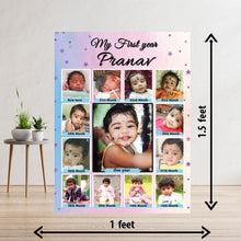 Load image into Gallery viewer, photo collage board,baby collage board ,1 to 12 month baby collage ,collage board in wooden,wall hanging baby photo,theme collage board, customized collage board,free delivery,online combo,combo kit for adults,kids,womens,delivery all over India, budget friendly, elite party decors, surprise party decor,indoor and outdoor party decors
