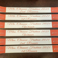 Load image into Gallery viewer, Snow fair Premium printed sash,customized sash for birthday, bride to be, anniversary and for All occasion, customized color sash,customized content ,customized sash for female, male kids, ect. Sash for ramp walks, models, beauty pageant  
