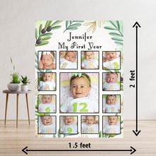 Load image into Gallery viewer, One Year - 12 Months Photo Collage Board  - For First Birthday Model - 08 - Made of Wooden MDF board
