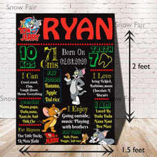 Load image into Gallery viewer, Snow Fair - Tom &amp; Jerry Theme Customized Chalkboard / Milestone Board for Kids Birthday Party - Made of MDF Wooden Board
