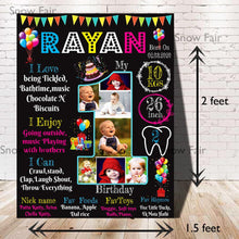 Load image into Gallery viewer, &quot;Incredible memories start with the perfect backdrop. Our customized First Birthday Photo Chalkboard Milestone Board sets the stage for your child&#39;s special day. 
