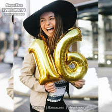 Load image into Gallery viewer, Snow fair premium Number foil balloons Gold, foil balloons for birthday, number foil balloons Gold,letter foil balloons,Gold letter foil balloons,number Gold foil balloons,foil balloons 16 inches, . Book online at the best discounted offer price, elite party decors, surprise party decors, indoor and outdoor party decor
