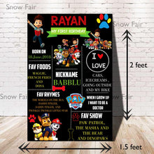 Load image into Gallery viewer, Snow Fair -Paw Patrol Theme Customized Chalkboard / Milestone Board for Kids Birthday Party
