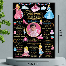 Load image into Gallery viewer, Snow Fair - Princess Theme Chalkboard / Milestone Board for Kids Birthday Party- Made of MDF Wooden Board
