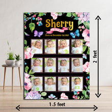Load image into Gallery viewer, One Year - 12 Months Photo Collage Board - For First Birthday - Butterfly Theme - Made of Wooden MDF board
