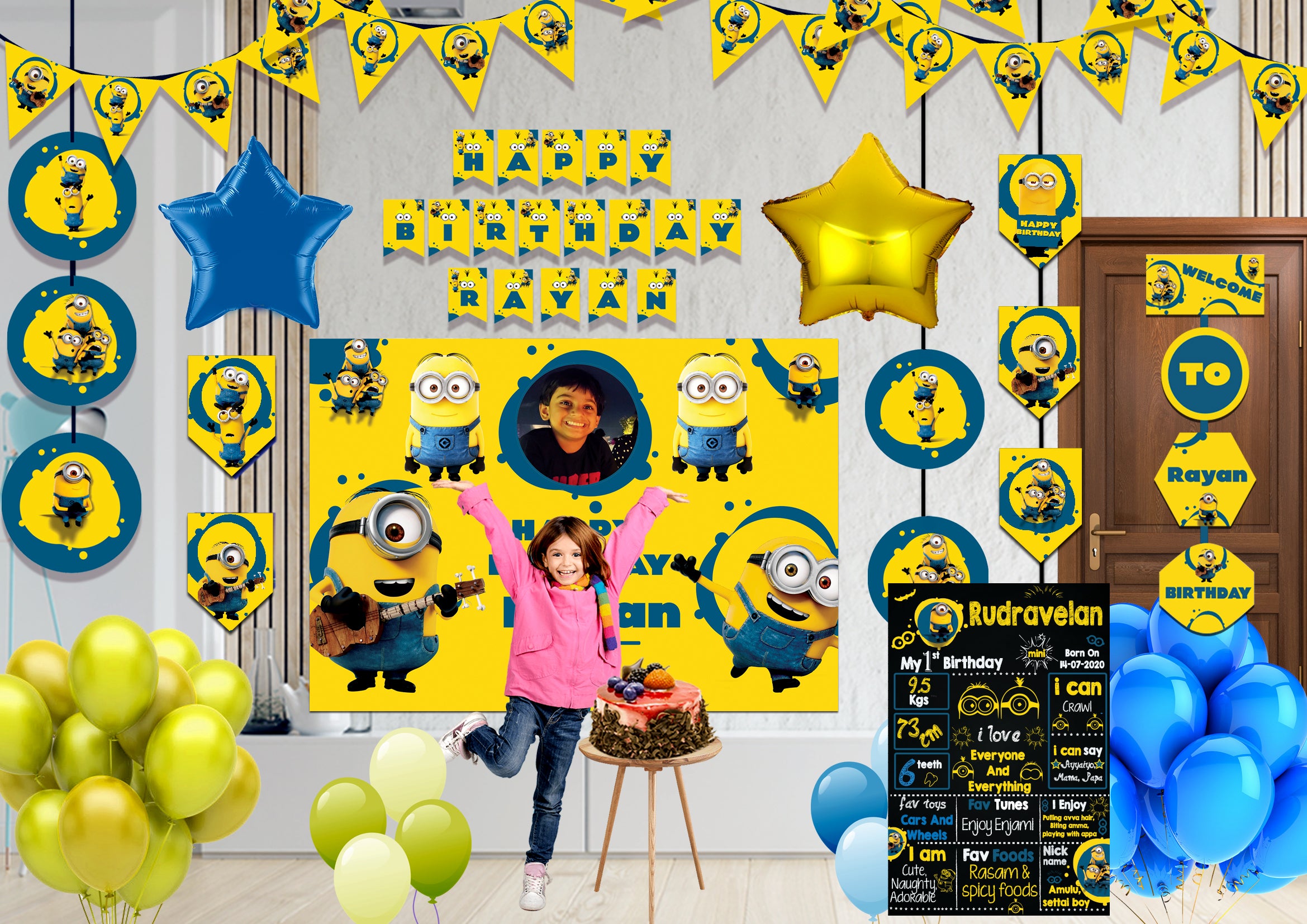 Buy-birthday-decoration-happy-birthday-banner-Minions-theme-backdrop ...