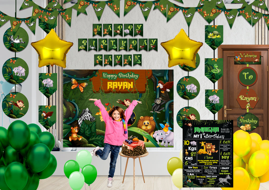 Jungle Theme Birthday Decoration Combo Kit 4