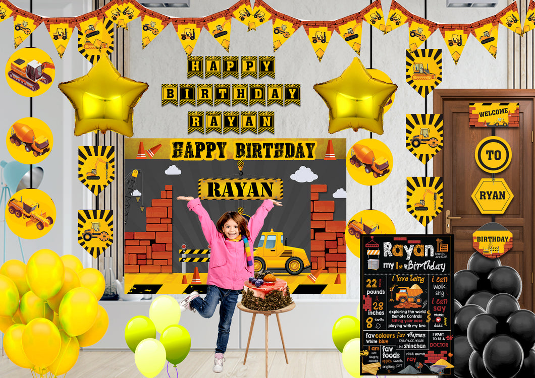 Construction Theme Birthday Decoration Combo Kit 4