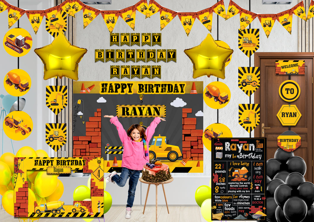 Construction Theme Birthday Decoration Combo Kit 5