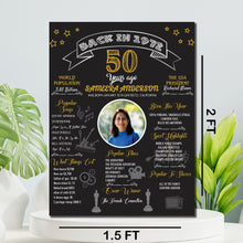 Load image into Gallery viewer,  Crafted from high-quality MDF wooden board, this personalized milestone board offers a unique way to capture and display memories from the past five decades
