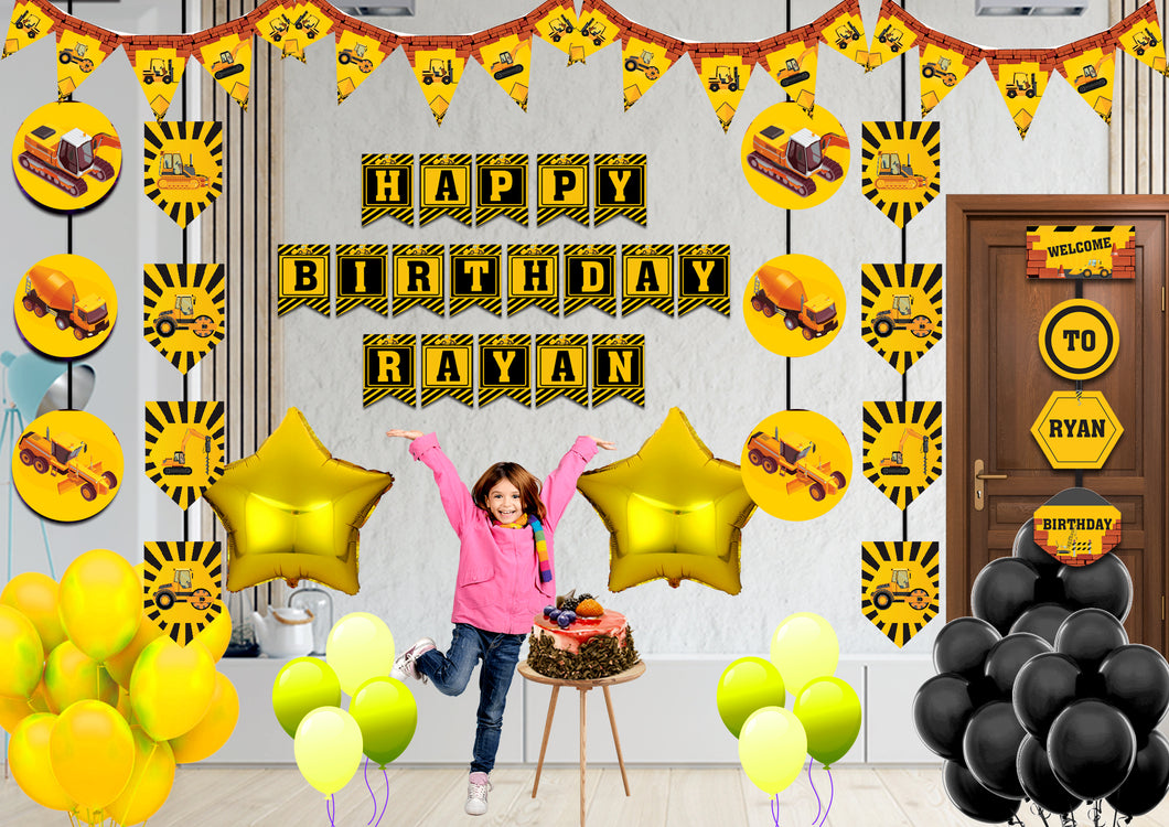Construction Theme Birthday Decoration Combo Kit 1