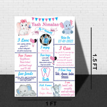Load image into Gallery viewer, Snow Fair - Baby Elephant Theme Chalkboard / Milestone Board for Kids Birthday Party - Made of MDF Wooden Board
