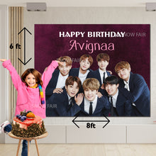 Load image into Gallery viewer, Snow fair premium BTS theme Backdrop banner for kids Birthday
