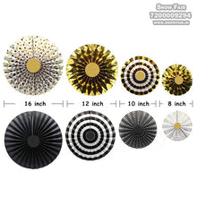 Load image into Gallery viewer, Snow Fair-Premium Black and Gold Paper Fans Set  For Decoration-8 piece Set
