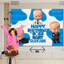 Load image into Gallery viewer,  GET THE BEST OF BOSS BABY 8*6 BIRTHDAY BACKDROP DECORATIONS AND HAPPY BITHRTHDAY BANNER AND THEME BANNERS ,1ST BIRTHDAY DECORATIONS SIMPLE BIRTHDAY DECORATIONS AT HOME ONLINE FROM OUR STORES. BOSS BABY BACKDROP BANNERS.HAPPY BIRTHDAY BANNER ALL OVER INDIA
