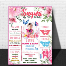 Load image into Gallery viewer, 1st Birthday Chalkboard for kids, first birthday milestone board for baby, baby board, chalkboards for baby,kids chalk board,chalkboards for gilr baby,chalkboard for boy baby,milestone board for boy baby,milestone board for girl baby, butterfly theme chalk board, butterfly theme milestone board for birthday, Express Delivery All Over India . Book Online At The Best Discounted Offer Price, Budget Friendly, Elite Party Decors, Surprise Party Decors, Indoor And Outdoor Party Decor
