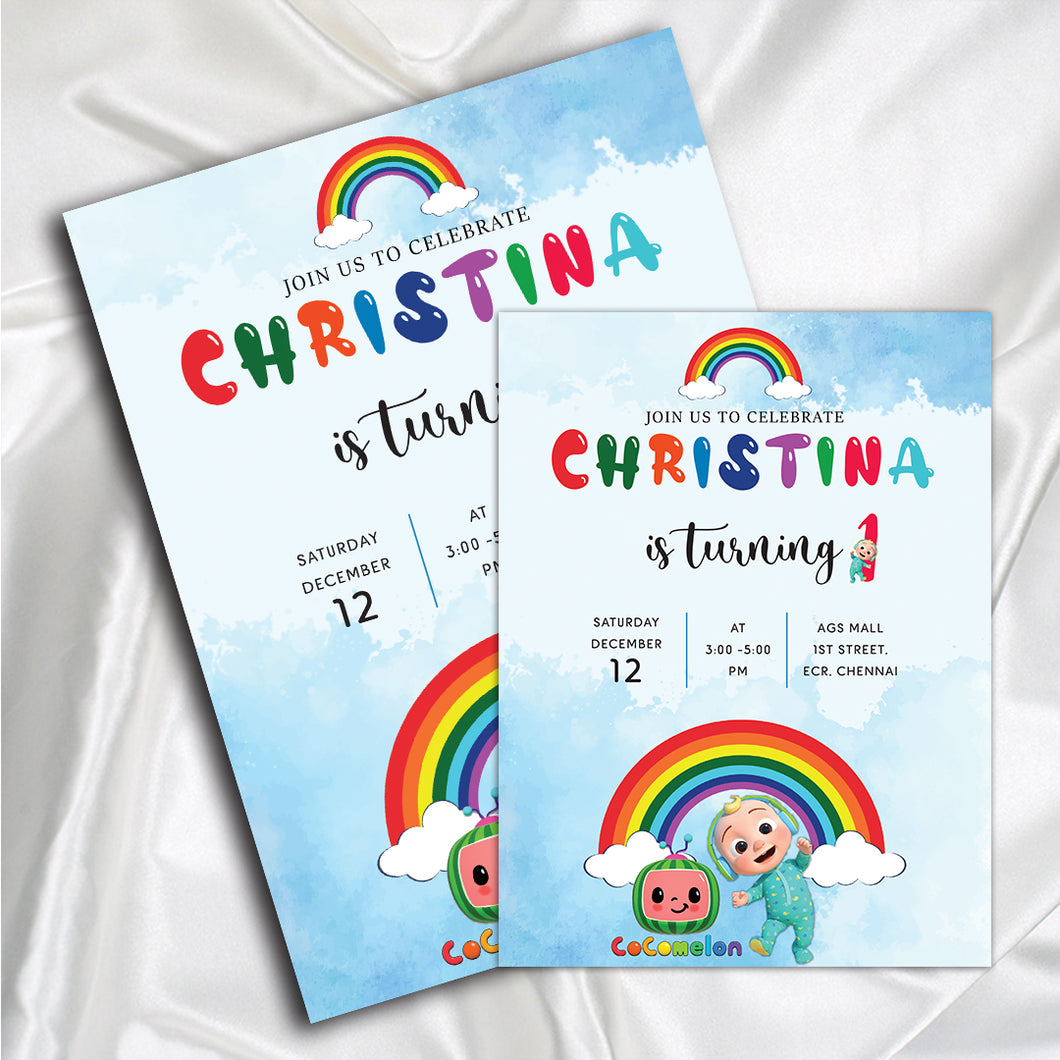 Cocomelon theme E invitation