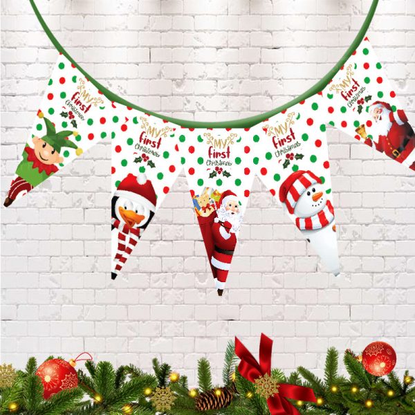 First Christmas Theme Party Flag Banner