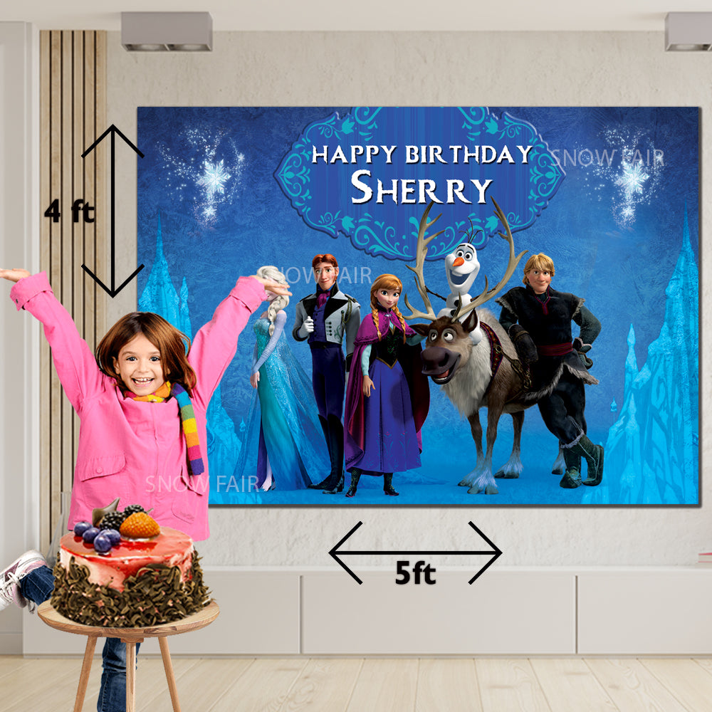 GET THE BEST Frozon Elsa Theme 5*4  BIRTHDAY BACKDROP DECORATIONS AND HAPPY BITHRTHDAY BANNER AND THEME BANNERS ,1ST BIRTHDAY DECORATIONS SIMPLE BIRTHDAY DECORATIONS AT HOME ONLINE FROM OUR STORES Frozon Elsa Theme BACKDROP BANNERS.HAPPY BIRTHDAY BANNER ALL OVER INDIA.