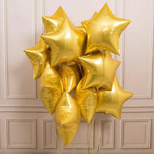 Load image into Gallery viewer, Premium Star foil Balloons gold for Birthday party and all occasions, Express delivery all over india ,Book online at the best discounted offer price, Gold Star foil Balloons for birthday decoration ,Gold Star foil Balloons decoration , Gold Star foil Balloons , budget friendly, elite party decors, surprise party decors, indoor and outdoor party decor
