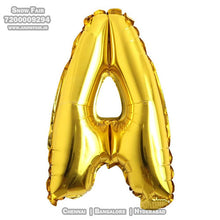 Load image into Gallery viewer, Snow fair premium  Gold Foil letter combo foil balloons customised , customised foil balloons for birthday, customised  Gold Foil letter combofoil balloons, customised letter foil balloons, customised  letter foil balloons, Gold Foil letter combocustomised foil balloons,foil balloons 16 inches, . Book online at the best discounted offer price, elite party decors, surprise party decors, indoor and outdoor party decor
