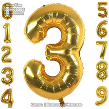 Load image into Gallery viewer, Snow Fair-40 Inches Gold Color Foil Number Balloons for Birthday Party Decoration. Can Float in the air with Helium

