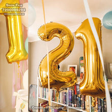 Load image into Gallery viewer, Snow fair premium Number foil balloons Gold, foil balloons for birthday, number foil balloons Gold,letter foil balloons,Gold letter foil balloons,number Gold foil balloons,foil balloons 40 inches, . Book online at the best discounted offer price, elite party decors, surprise party decors, indoor and outdoor party decor
