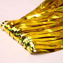 Load image into Gallery viewer, Metallic Gold foil curtain, Metallic Foil Fringe, Metallic Foil Tinsel, Metallic Gold foil curtain For Backdrop, Metallic Gold foil curtain For Backdrop For Birthday, Anniversary ,metallic  backdrop for party, Express Delivery All Over India . Book Online at the   Best Discounted Offer Price, Budget Friendly, Elite Party Decors, Surprise Party Decors, Indoor and   Outdoor Party Decor
