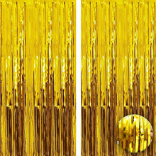 Load image into Gallery viewer, Metallic Gold foil curtain, Metallic Foil Fringe, Metallic Foil Tinsel, Metallic Gold foil curtain For Backdrop, Metallic Gold foil curtain For Backdrop For Birthday, Anniversary ,metallic  backdrop for party, Express Delivery All Over India . Book Online at the   Best Discounted Offer Price, Budget Friendly, Elite Party Decors, Surprise Party Decors, Indoor and   Outdoor Party Decor
