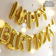 Load image into Gallery viewer, Snow Fair  Premium  Happy Birthday Gold Foil Balloons, Happy Birthday Gold Foil Balloons Float In Air With Helium, Happy Birthday Foil  Gold Balloons Reusable, Happy Birthday Gold Foil Balloons Decoration, Happy Birthday Gold  Foil Balloon Banner, Inflated Gold Foil Balloons, Happy Birthday Gold Foil Balloons For Kids And Adults, Express Delivery All Over India . Book Online At The   Best Discounted Offer Price, Budget Friendly, Elite Party Decors, Surprise Party Decors, Indoor And   Outdoor Party Decor
