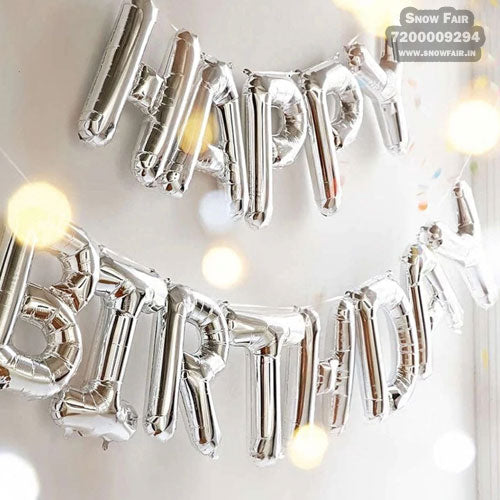 Snow fair premium  happy birthday foil balloons,silver foil balloons, , Express Delivery All Over India . Book Online At The Best Discounted Offer Price, Budget Friendly, Elite Party Decors, Surprise Party Decors, Indoor And Outdoor Party Decor
