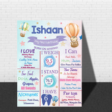 Load image into Gallery viewer, Snow Fair - Hot Air Balloon Theme Customized Chalkboard / Milestone Board for Kids Birthday Party - Made of MDF Wooden Board

